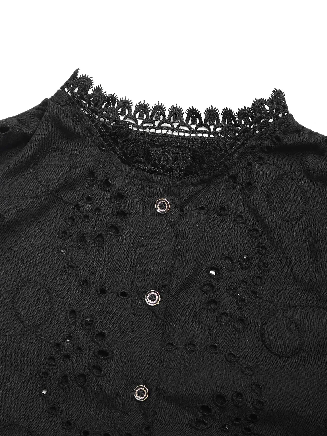 Lace Button Up Long Sleeve Shirt