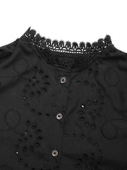 Lace Button Up Long Sleeve Shirt