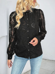 Lace Button Up Long Sleeve Shirt