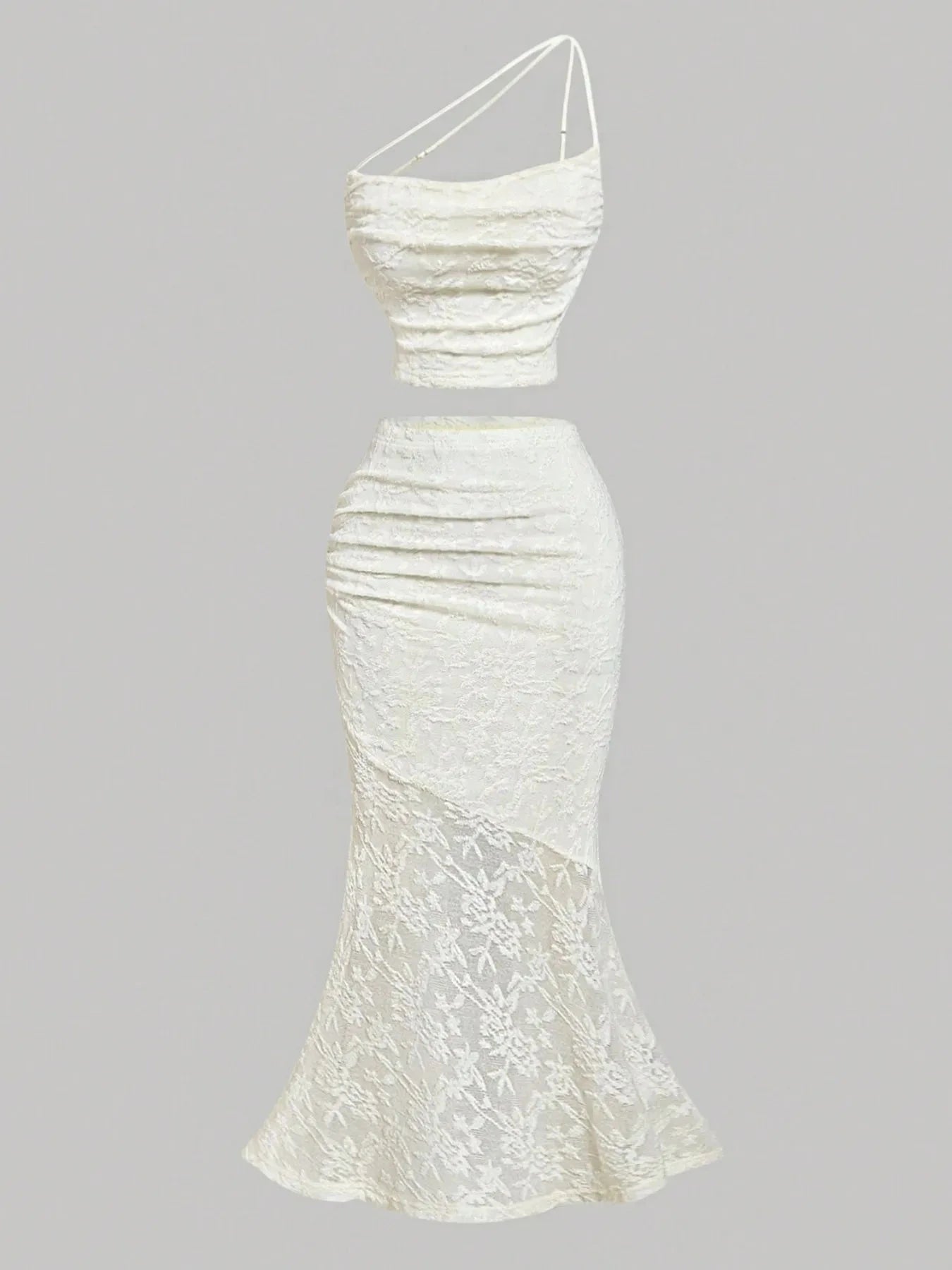 Lace Cami and Mermaid Skirt Set White / XS