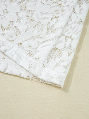 Lace Crochet Bell Sleeve Mock Neck Blouse