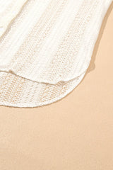 Lace Crochet Collared Neck Oversized Shirt