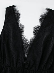 Lace Deep V-Neck Maxi Dress