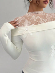 Lace Detail Long Sleeve Top