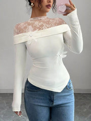 Lace Detail Long Sleeve Top