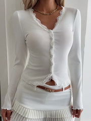 Lace Detail Long Sleeve Top