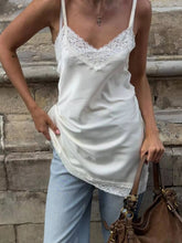 Lace Detail V-Neck Cami White / S