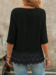 Lace Hem V-Neck Blouse