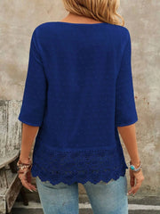 Lace Hem V-Neck Blouse