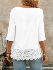 Lace Hem V-Neck Blouse