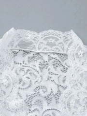 Lace Long Sleeve Deep V-Neck Blouse