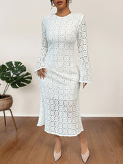 Lace Long Sleeve Midi Dress