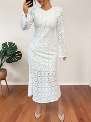 Lace Long Sleeve Midi Dress