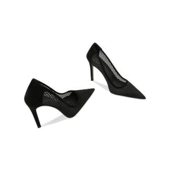 Lace Mesh Detailed Pointy Toe Stiletto Heels