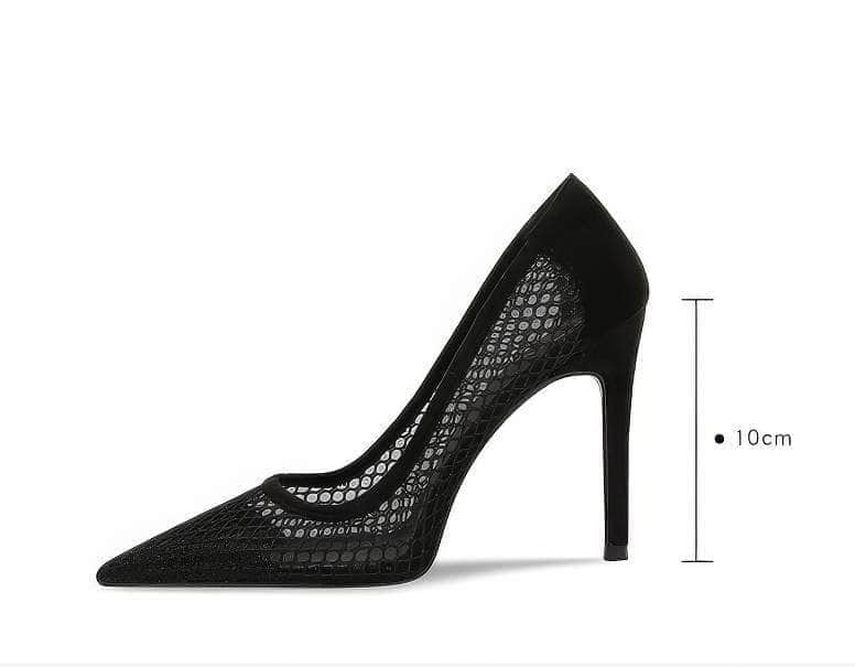Lace Mesh Detailed Pointy Toe Stiletto Heels
