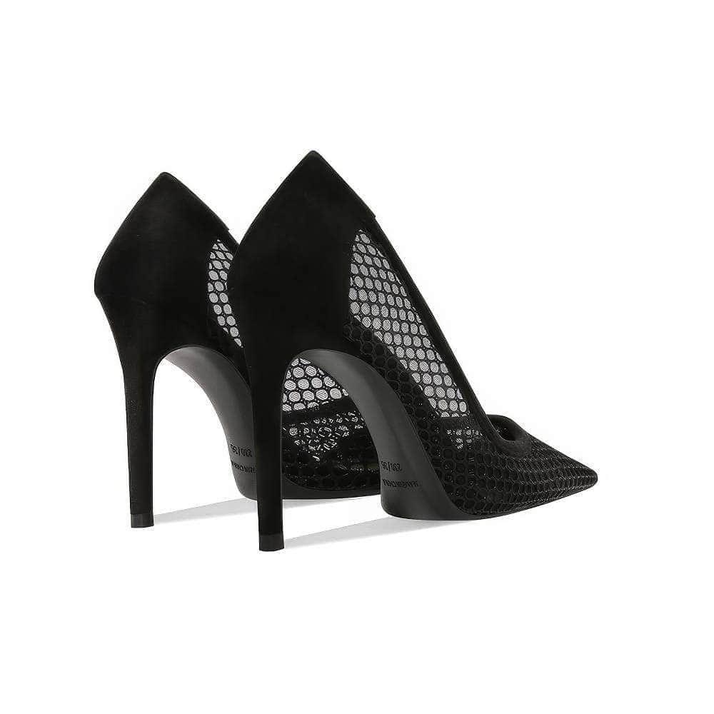 Lace Mesh Detailed Pointy Toe Stiletto Heels