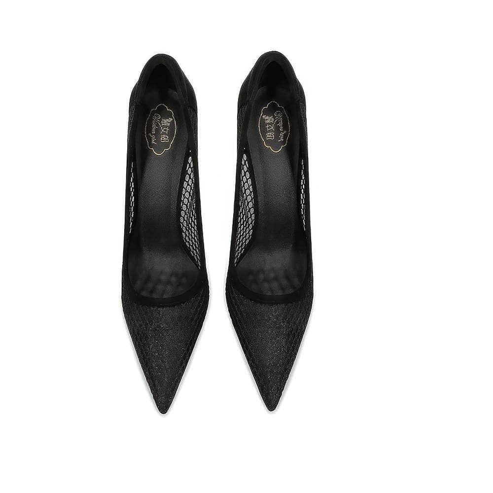 Lace Mesh Detailed Pointy Toe Stiletto Heels