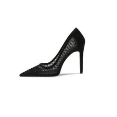Lace Mesh Detailed Pointy Toe Stiletto Heels