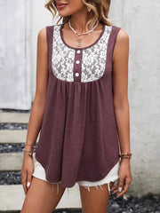 Lace Panel Scoop Neck Tank
