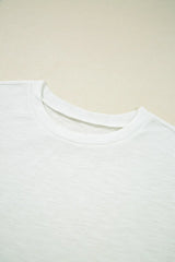 Lace Patchwork Cap Sleeve Round Neck T Shirt