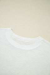 Lace Patchwork Cap Sleeve Round Neck T Shirt