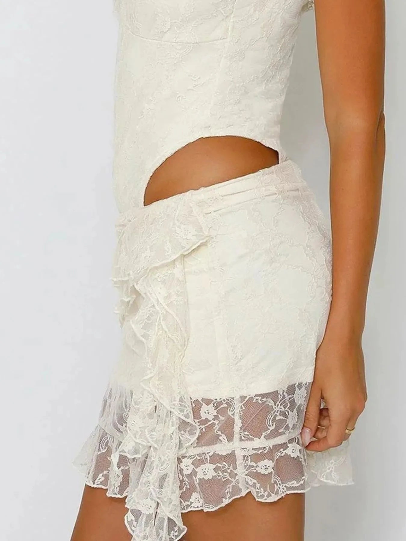 Lace Ruffle Mini Skirt