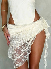 Lace Ruffle Mini Skirt