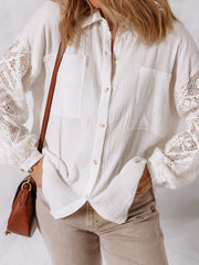 Lace Sleeve Button Down Shirt