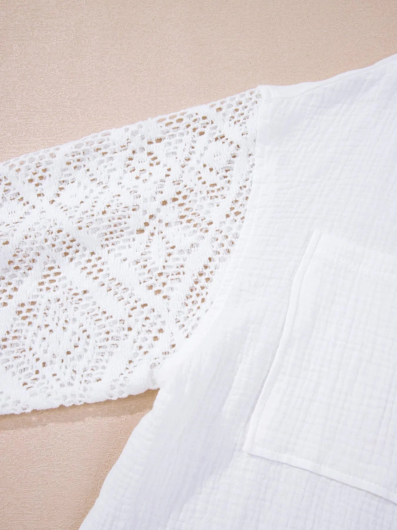 Lace Sleeve Button Down Shirt