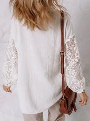 Lace Sleeve Button Down Shirt
