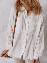 Lace Sleeve Button Down Shirt White / S
