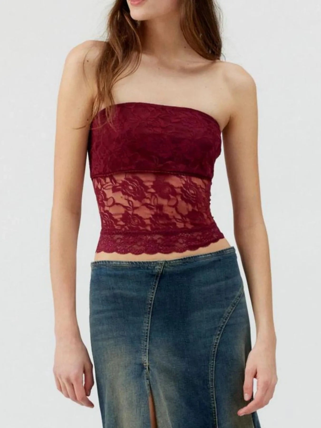 Lace Strapless Tube Top