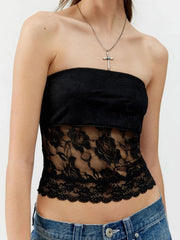 Lace Strapless Tube Top Black / S