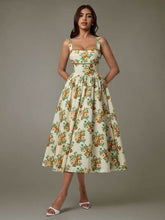 Lace Trim Floral Sleeveless Midi Dress Pastel Yellow / XL