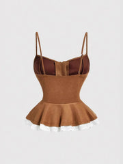 Lace Trim Peplum Cami