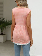 Lace Trim Sleeveless Babydoll Tank Top