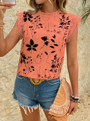 Lace Trim Sleeveless Blouse