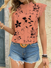 Lace Trim Sleeveless Blouse