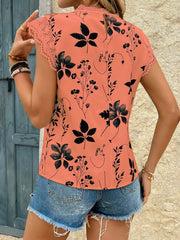Lace Trim Sleeveless Blouse