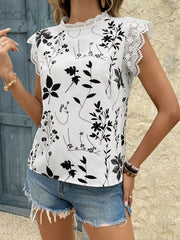 Lace Trim Sleeveless Blouse