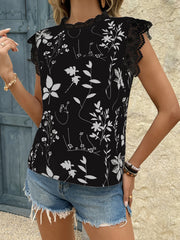 Lace Trim Sleeveless Blouse