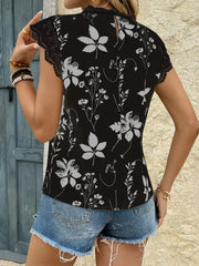 Lace Trim Sleeveless Blouse