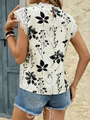 Lace Trim Sleeveless Blouse