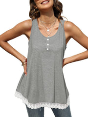 Lace Trim Wide Strap Tank Top