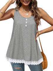 Lace Trim Wide Strap Tank Top