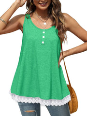 Lace Trim Wide Strap Tank Top