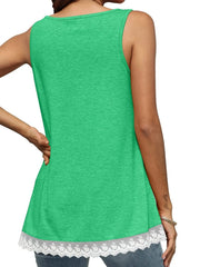 Lace Trim Wide Strap Tank Top