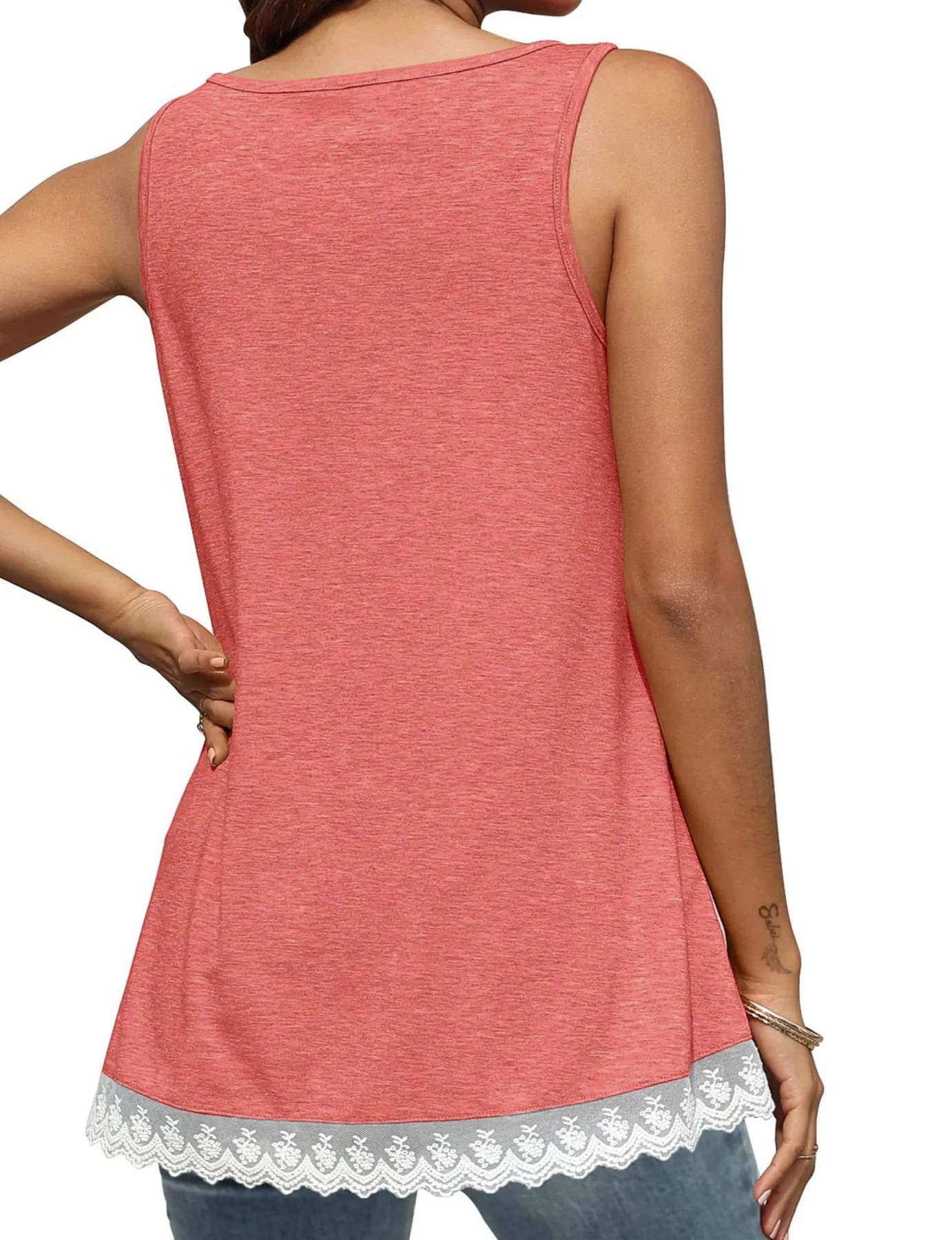 Lace Trim Wide Strap Tank Top