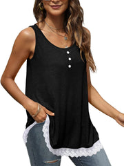 Lace Trim Wide Strap Tank Top