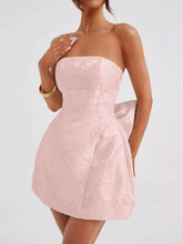 Lace-Up Sleeveless Satin Mini Dress with Bow Blush Pink / S